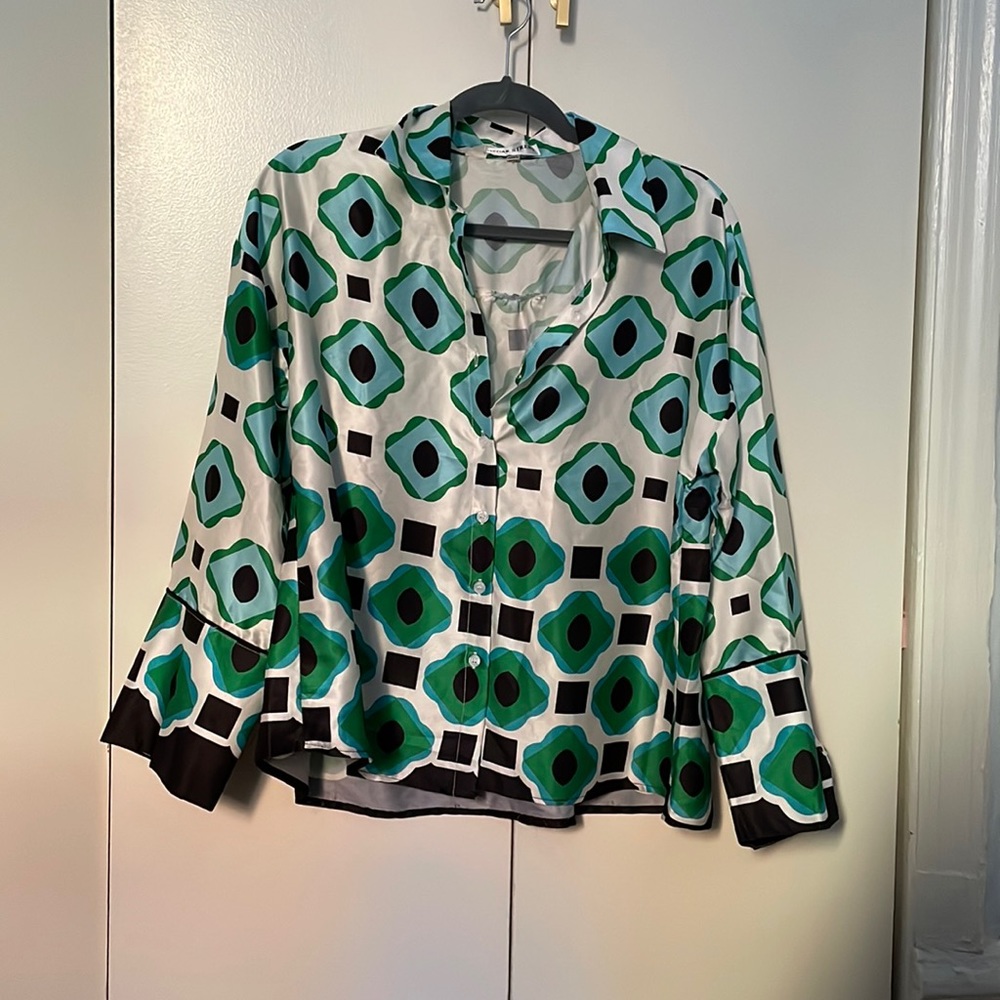 Satin Geo Print Shirt